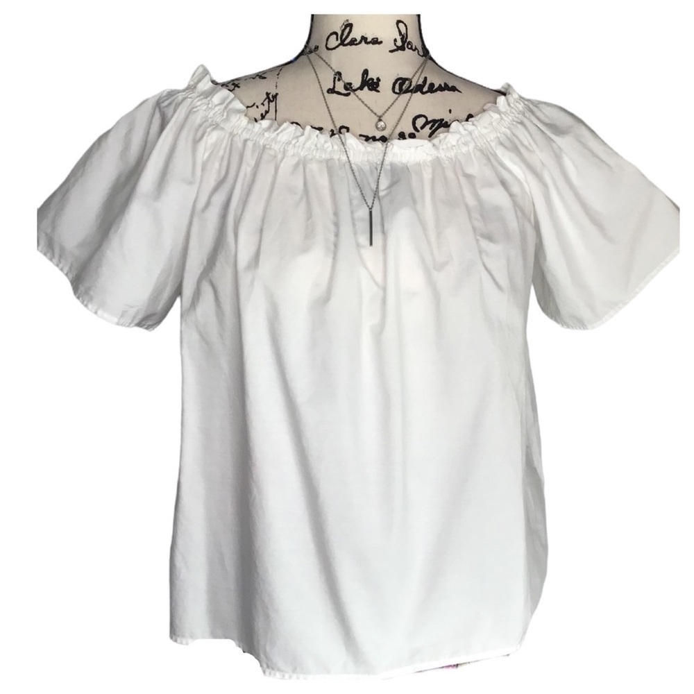 H&M - Off-The-Shoulder Peasant Top 100% Cotton - Size 8